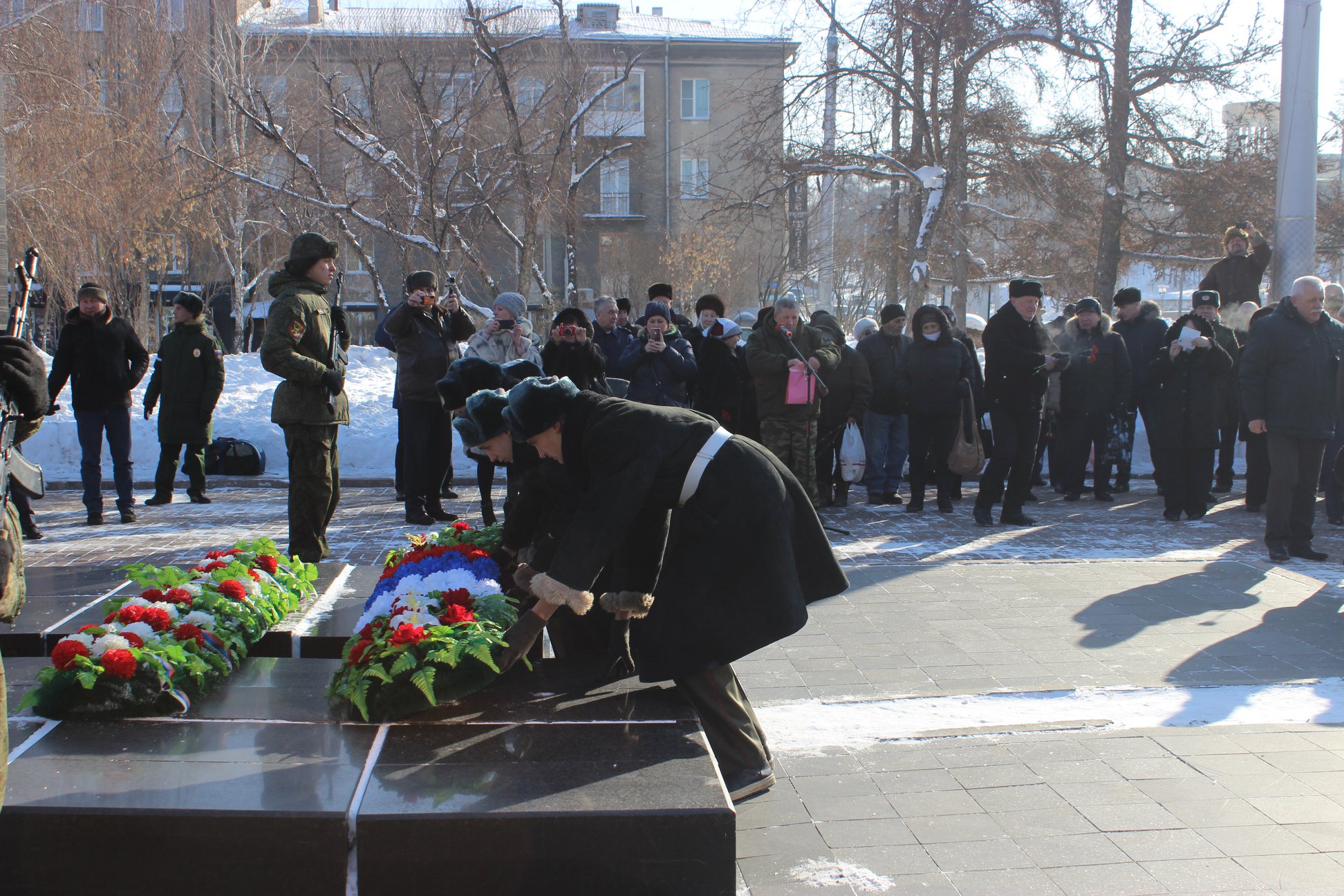 15 февраля прошел митинг у мемориала Иркутянам, погибшим при исполнении воинского долга.