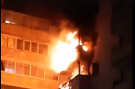 Пожар в многоэтажном доме в Иркутске